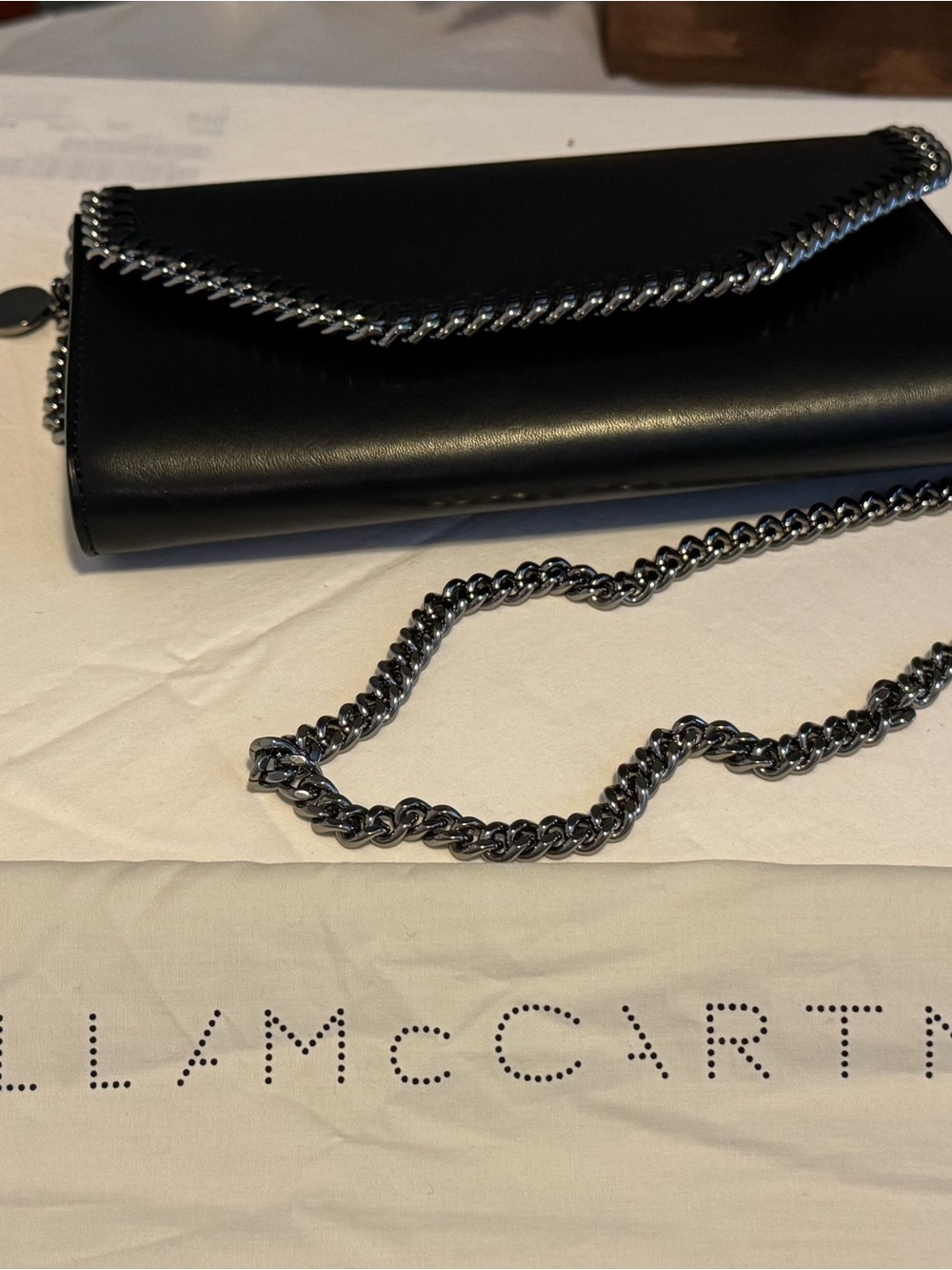 Stella McCartney Falabella Black Chain Shoulder Bag 8.5” w/ Dust Bag
